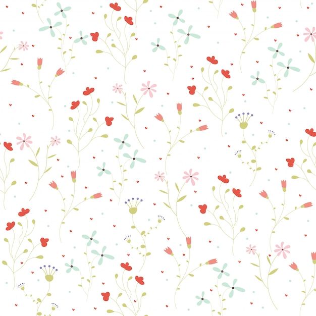 Motif Floral De Vecteur Dans Le Style De Doodle