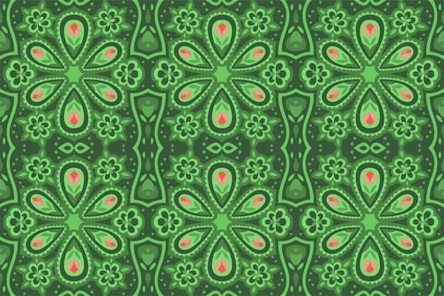 Motif Floral Vert Sans Couture Avec Fleurs Roses