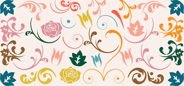 Vecteur motif floral vintage dessiné à la main