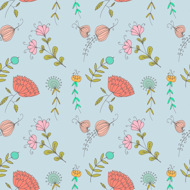 Motif Floral Vintage Seamless Pastel De Vecteur.