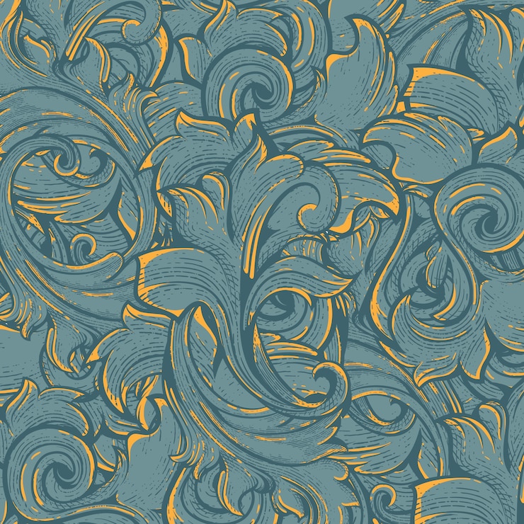 Vecteur motif de la flore avec style de gravure