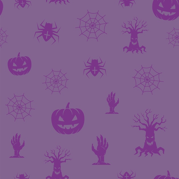 Motif De Fond Sans Couture D'icônes Halloween Amusant.