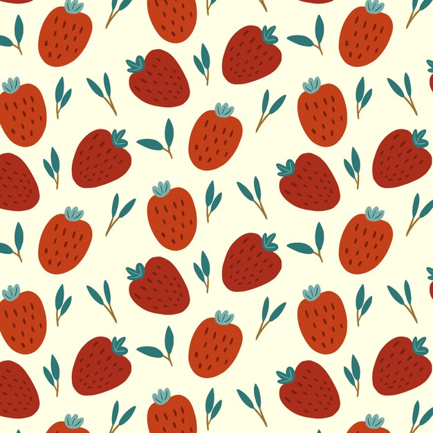 Motif De Fraise Dessiné à La Main