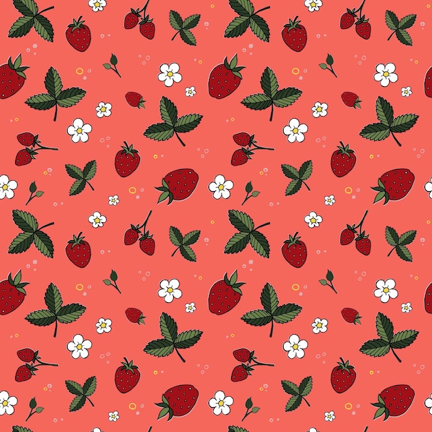 Motif Fraise Répétitif Coloré