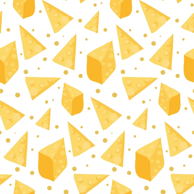 Motif De Fromage Sans Couture En Jaune Morceaux De Fromage Colorés Dans Un Style Cartoon