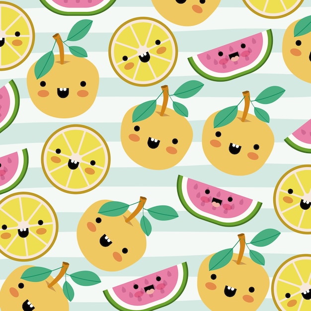 Motif De Fruits Kawaii