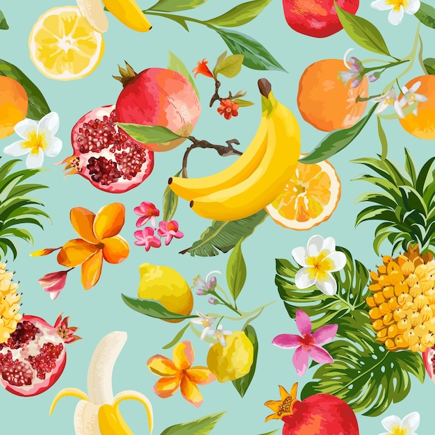 Vecteur motif de fruits tropicaux sans soudure