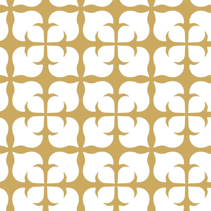 Vecteur motif géométrique abstrait avec des carrés, des croix, des rayures, des lignes, un fond vectoriel sans couture, un ornement blanc et doré, un design graphique réticulé moderne.