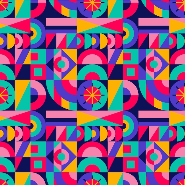 Motif géométrique coloré design plat