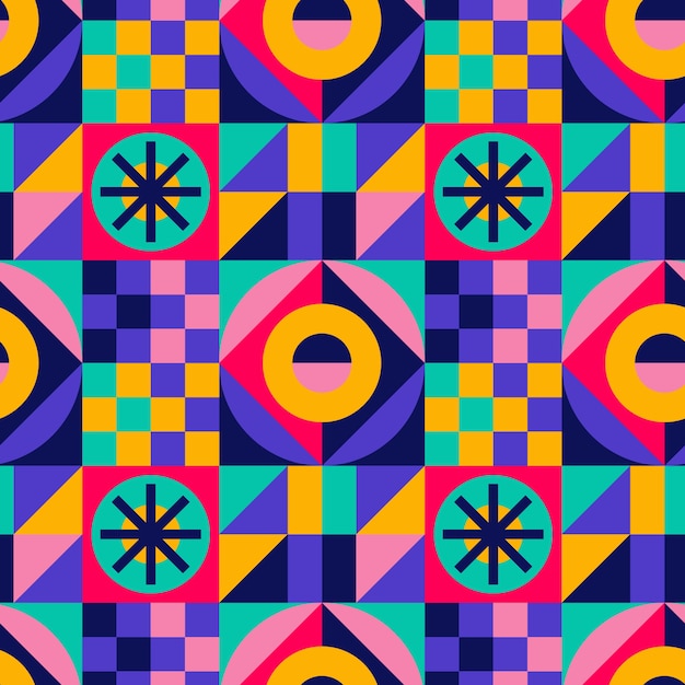 Motif géométrique coloré design plat