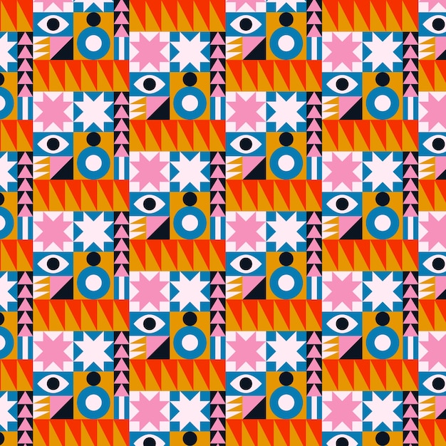 Motif géométrique coloré design plat
