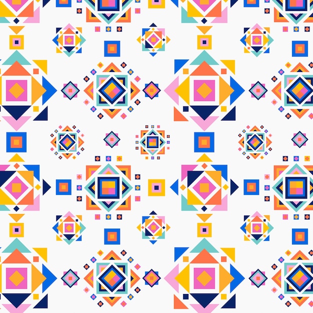 Motif géométrique coloré design plat