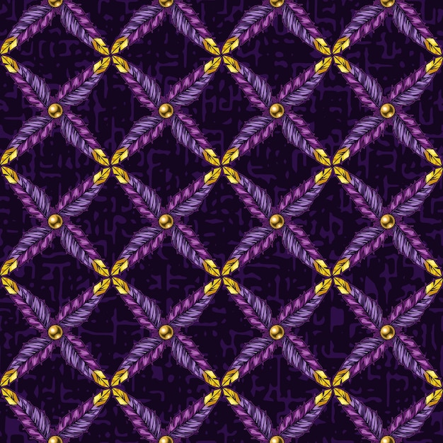 Vecteur motif géométrique avec une grille diagonale carrée de perles faite de plumes sur un fond de texture foncée
