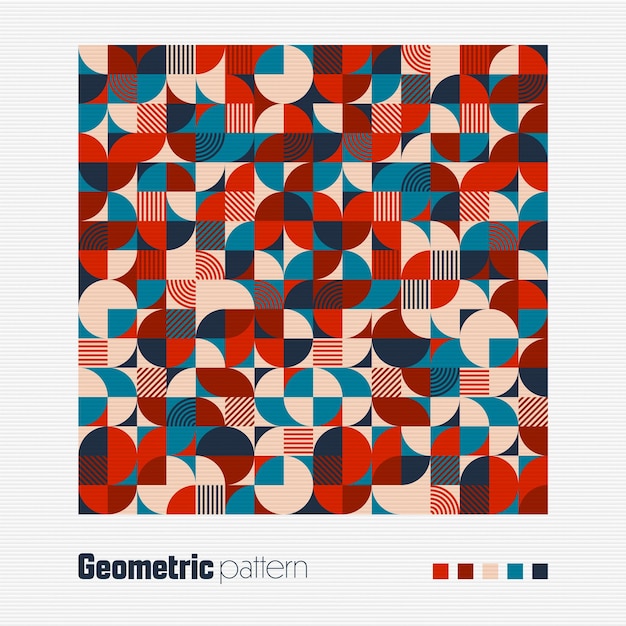 Motif géométrique à la mode Arrière-plan coloré moderne avec des éléments simples Texture rétro avec des formes géométriques de base Design d'impression couverture d'affiche minimaliste Illustration vectorielle