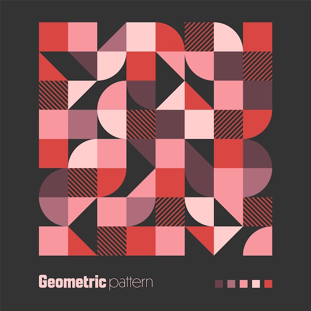 Motif géométrique à la mode style Bauhaus Arrière-plan coloré moderne avec des éléments simples Texture rétro avec des formes géométriques de base Couverture d'affiche minimaliste Illustration vectorielle
