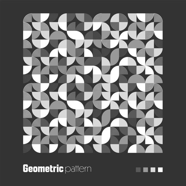 Motif géométrique à la mode style Bauhaus fond moderne avec des éléments simples texture rétro avec des formes géométriques de base conception d'impression couverture d'affiche minimaliste illustration vectorielle