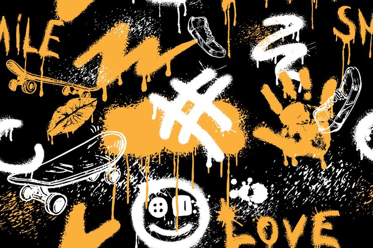 Vecteur motif graffiti abstrait lumineux sans couture conception graphique pour les impressions de vêtements de sport textiles