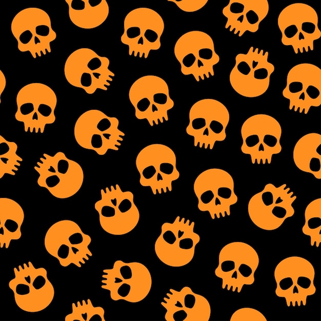 Motif Halloween Noir Et Orange Avec Des Crânes