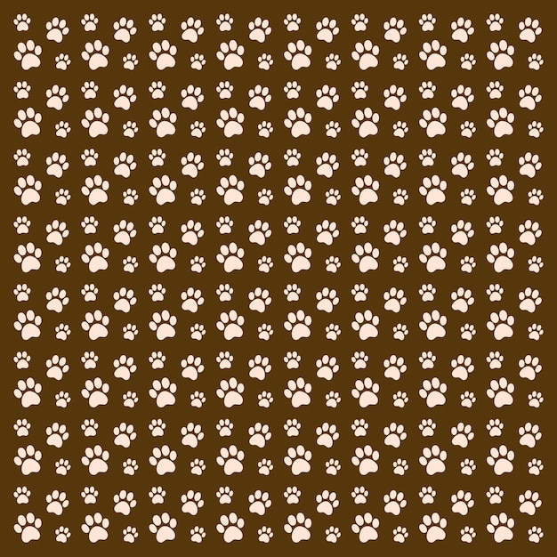 Vecteur un motif homogène d'empreintes de pattes vectorielles sur un fond brun