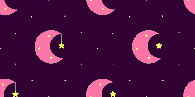 Vecteur un motif homogène de lune avec des étoiles concept de sommeil illustration vectorielle