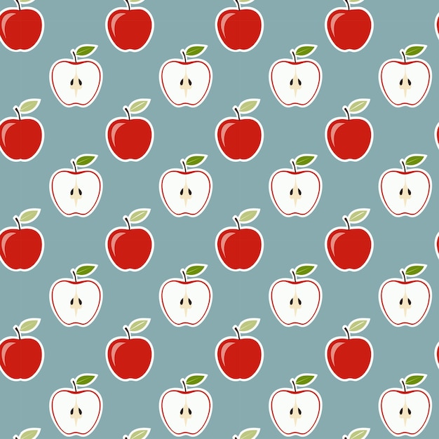 Un motif homogène de pommes rouges et de tranches de pommes