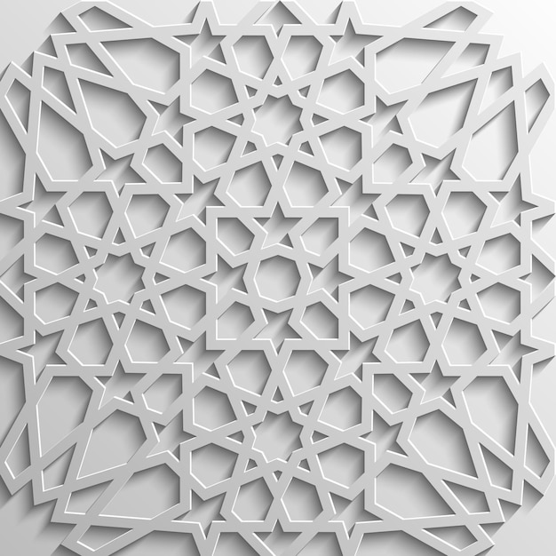 Motif islamique blanc en illustration vectorielle de style 3d