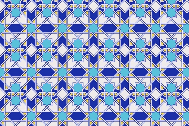 Motif Islamique Quadruple Rectangulaire Bleu