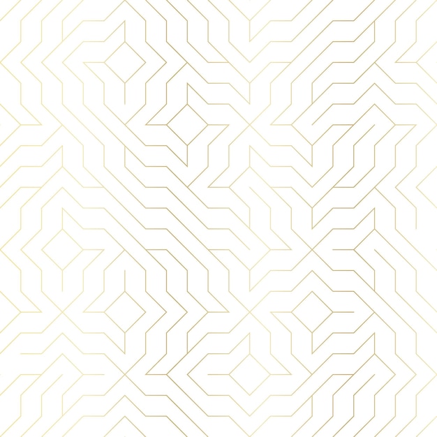 Motif De Ligne Dorée Géométrique Vectorielle Continue. Abstrait Avec Texture Or Sur Blanc. Impression Graphique Minimaliste Simple. Répétition De La Grille De Treillis D'échantillons Modernes. Géométrie Sacrée Tendance Hipster.