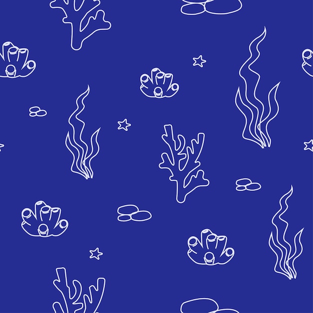Motif de lignes d'illustration vectorielle floral océan