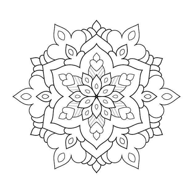 Motif De Mandala D'art De Ligne Floral Avec Coloriage De Fleur Noir Et Blanc De Style Ethnique Arabe