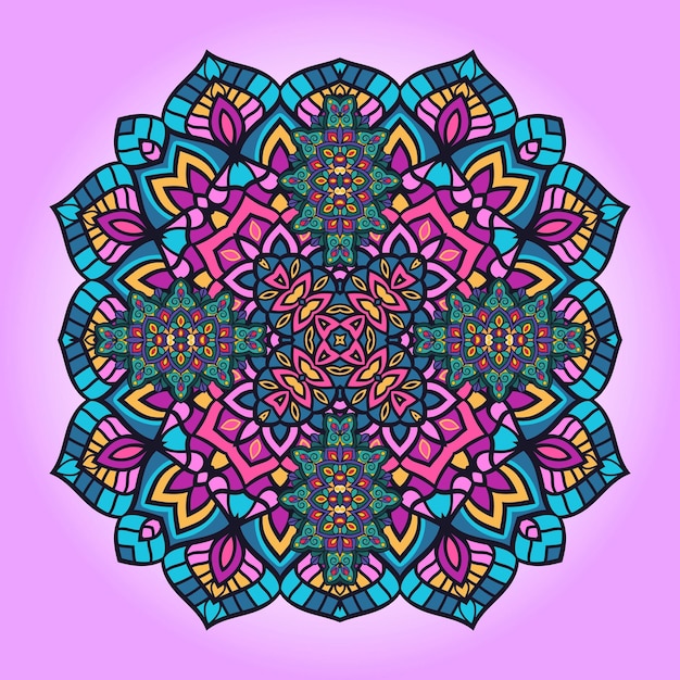 Motif de mandala ethnique coloré décoratif. Élément de design pour carte de voeux, bannière ou affiche