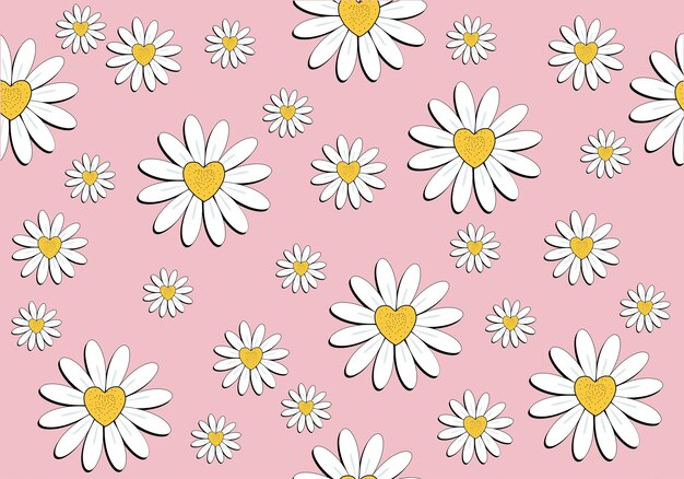 Motif De Marguerite Rose Motif De Margot Motif Sans Couture Design Vectoriel Dessiné à La Main Tissu De Fleurs De Marguerites De Printemps