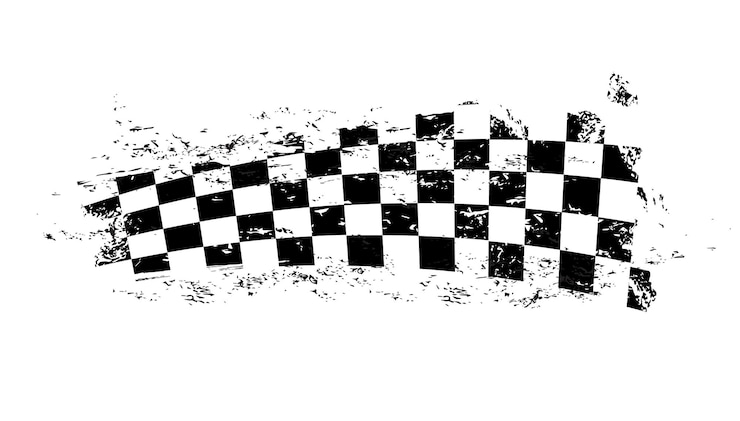 Vecteur motif de marques de vérificateur de piste de pneu de drapeau de course grunge