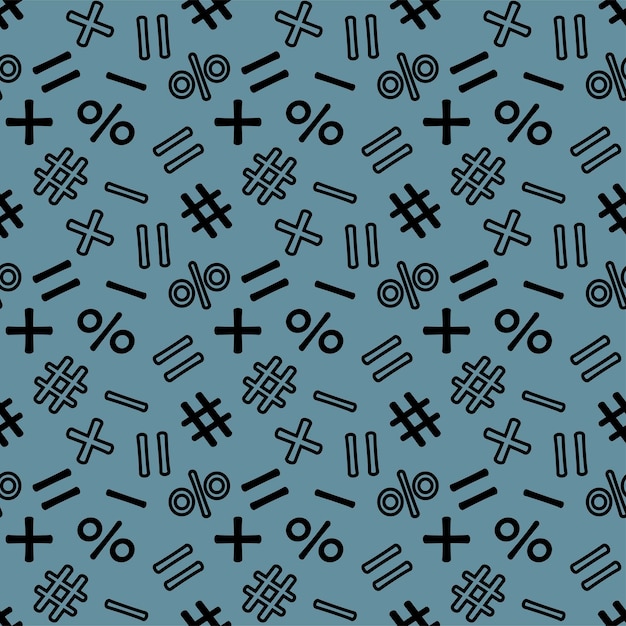 Vecteur motif mathématique sans couture avec des signes mathématiques noirs sur un fond turquoise foncé