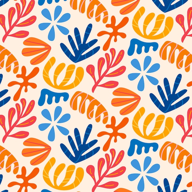 Vecteur motif de matisse coloré dessiné à la main