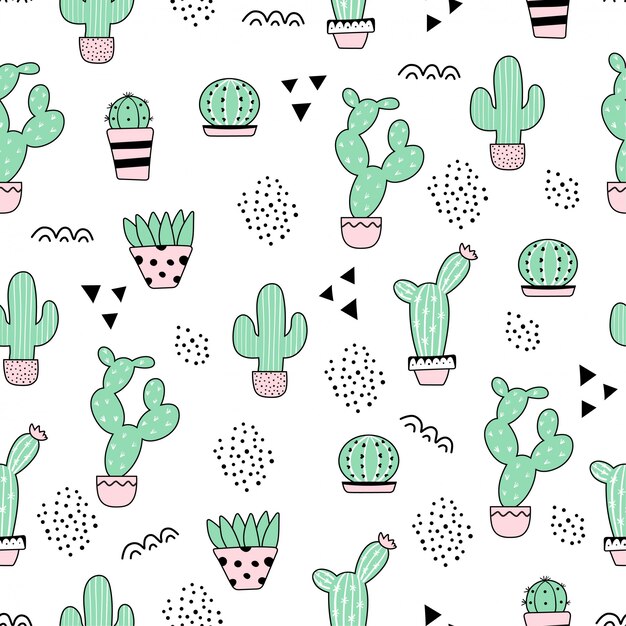 Motif Mignon De Cactus Sans Soudure