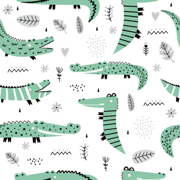 Motif Mignon Avec Des Crocodiles.