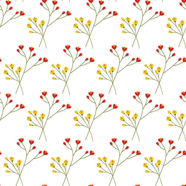 Motif naturel sans couture de branches à fleurs dans des nuances vives à la mode concept de conception pour les arrière-plans