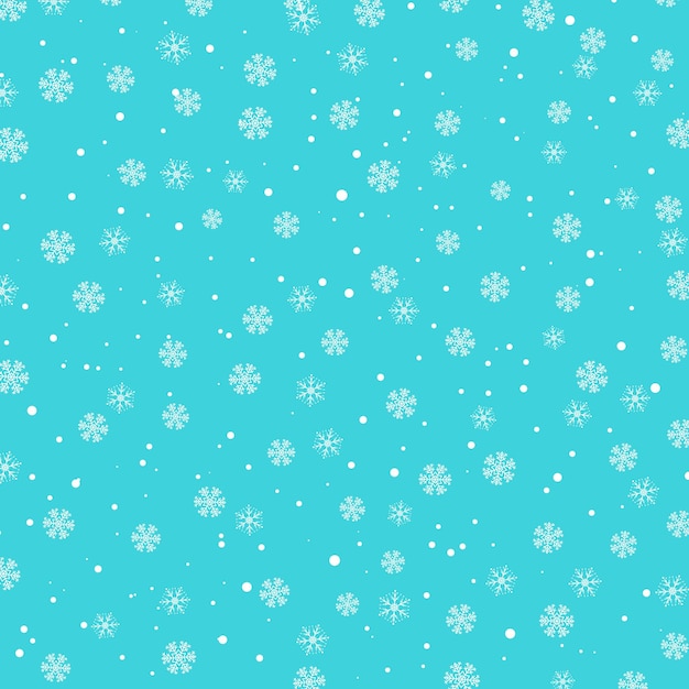Motif de neige. Flocons de neige blancs sur fond bleu.