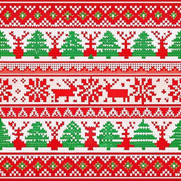 Un motif de Noël festif sans couture avec des rennes et des pins