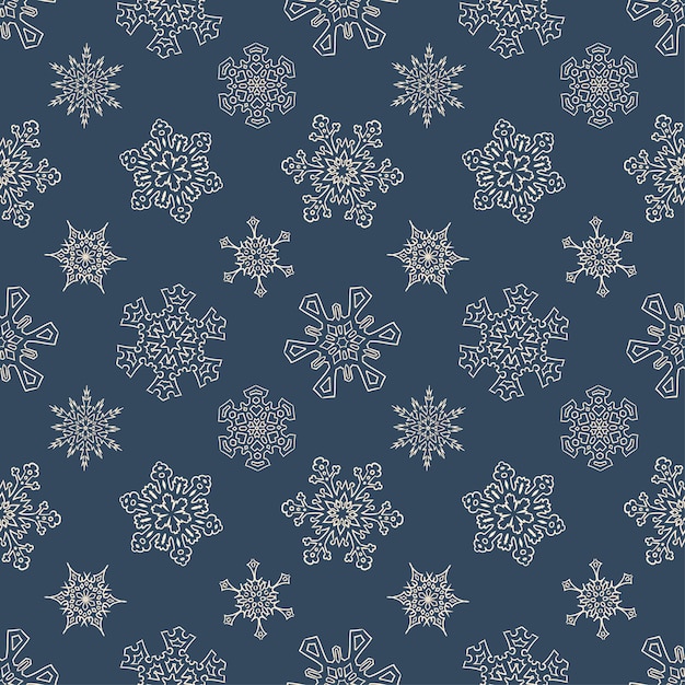 Motif De Noël Sans Couture Avec Des Flocons De Neige Dessinés