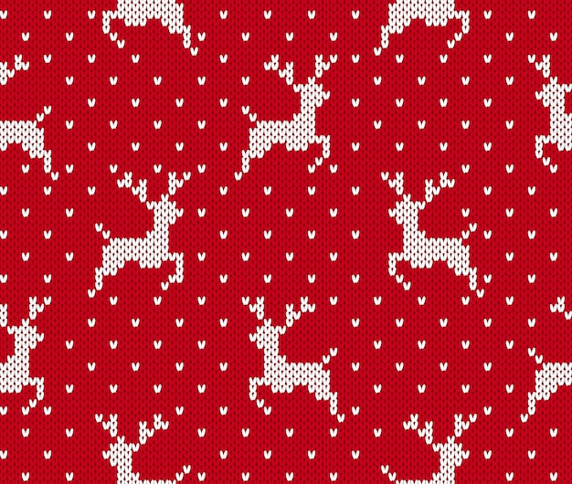 Motif de Noël en tricot avec des cerfs. Arrière-plan transparent de Noël. . Imprimé pull tricoté. Ornement traditionnel festif. Texture de vacances hiver rouge. Illustration de pull scandinave en laine.