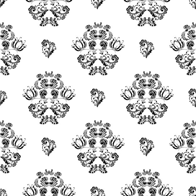 Motif Noir Et Blanc Sans Couture Avec Des Monogrammes Dans Le Style Baroque Bon Pour Les Arrière-plans Et Les Imprimés De Textiles De Vêtements