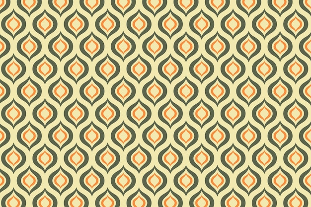 Motif nostalgique orange et vert de style rétro funky