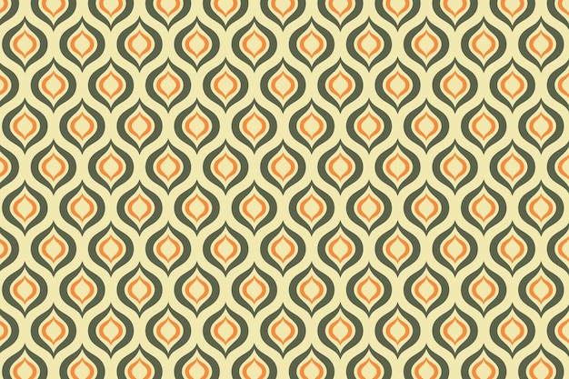 Vecteur motif nostalgique orange et vert de style rétro funky