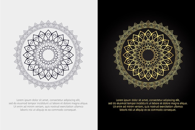 Motif or Mandala avec fleur d'art abstrait pour élément décoratif bohème de yoga tibétain