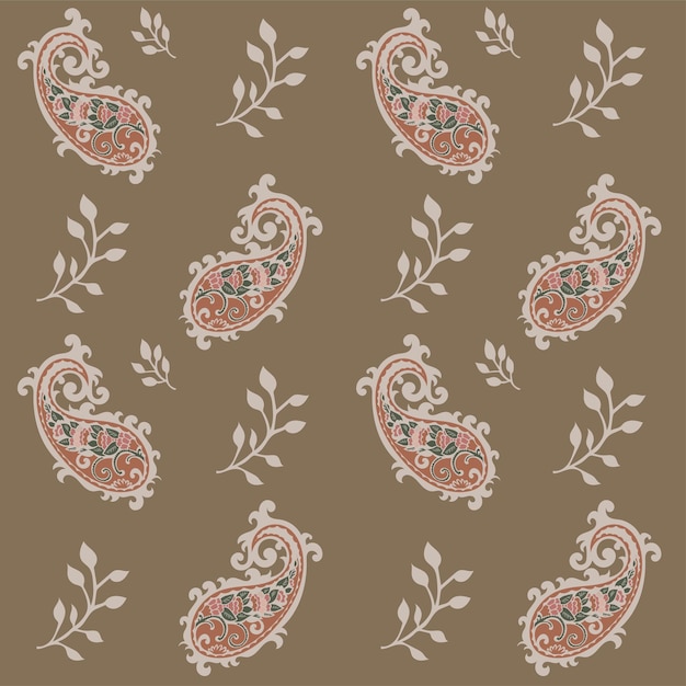 Motif Ornement Paisley Avec Branches Et Feuilles