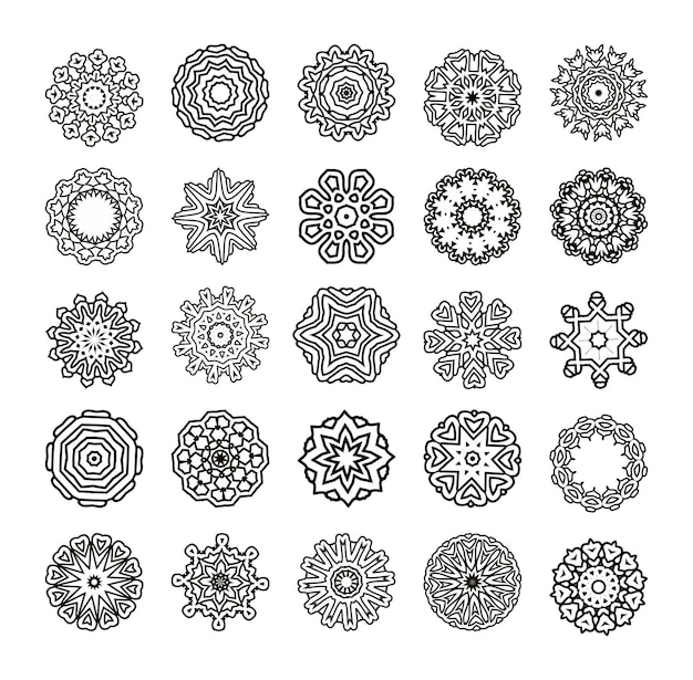 Motif D'ornement Rond Mandalas Vectoriels Isolés