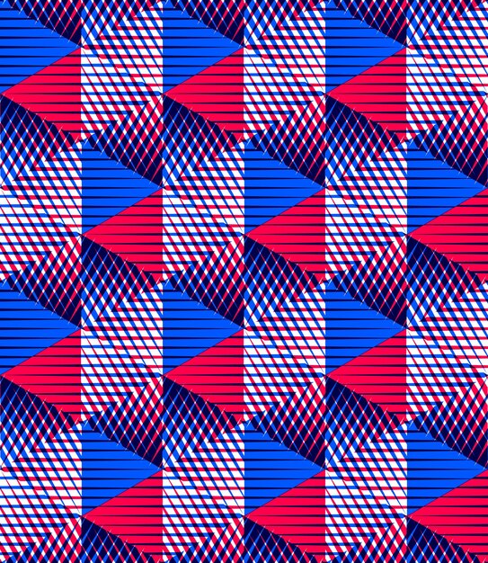 Motif ornemental optique sans soudure avec des figures géométriques en trois dimensions. Composition EPS10 colorée entrelacée.