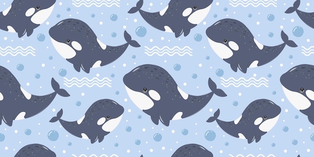 Motif Orque Mignon Pour Papier Peint En Tissu Pour Enfants Et Bien D'autres